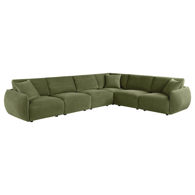 Elysia Green 6-piece Chenille Upholstered Modular Sectional Sofa - Ornate Home