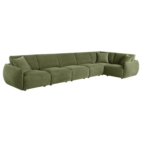 Elysia Green 6-piece Chenille Upholstered Modular Sectional Sofa - Ornate Home
