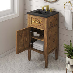 Elysian Black/Brown 18" Wood Bathroom Vanity - Ornate Home