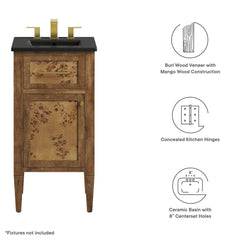 Elysian Black/Brown 18" Wood Bathroom Vanity - Ornate Home