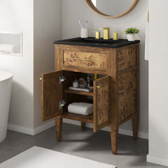 Elysian Black/Brown 24" Wood Bathroom Vanity - Ornate Home