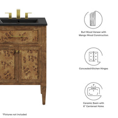 Elysian Black/Brown 24" Wood Bathroom Vanity - Ornate Home
