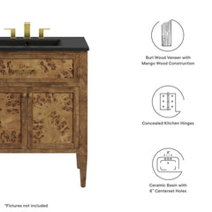 Elysian Black/Brown 30" Wood Bathroom Vanity - Ornate Home