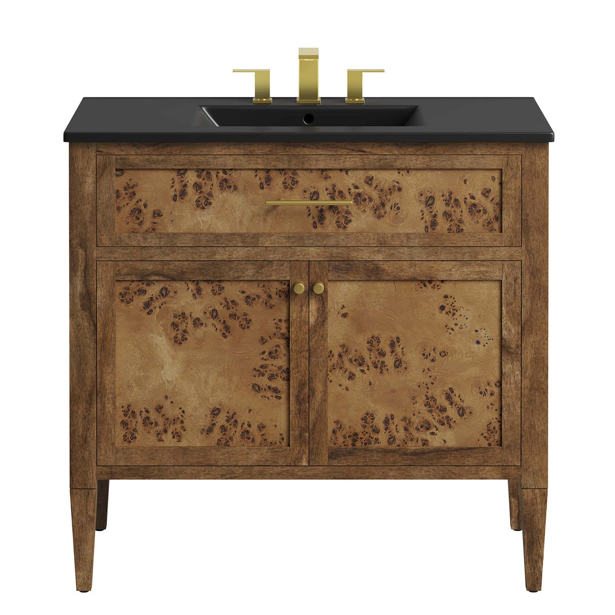 Elysian Black/Brown 36" Wood Bathroom Vanity - Ornate Home
