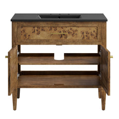 Elysian Black/Brown 36" Wood Bathroom Vanity - Ornate Home