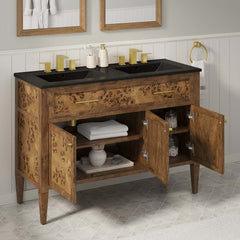 Elysian Black/Brown 48" Wood Double Sink Bathroom Vanity - Ornate Home