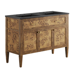 Elysian Black/Brown 48" Wood Double Sink Bathroom Vanity - Ornate Home