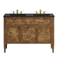 Elysian Black/Brown 48" Wood Double Sink Bathroom Vanity - Ornate Home
