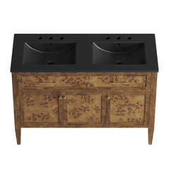 Elysian Black/Brown 48" Wood Double Sink Bathroom Vanity - Ornate Home