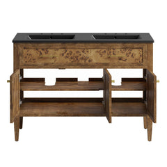 Elysian Black/Brown 48" Wood Double Sink Bathroom Vanity - Ornate Home