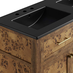 Elysian Black/Brown 48" Wood Double Sink Bathroom Vanity - Ornate Home
