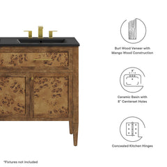 Elysian Black/Brown 48" Wood Double Sink Bathroom Vanity - Ornate Home