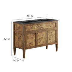 Elysian Black/Brown 48" Wood Double Sink Bathroom Vanity - Ornate Home
