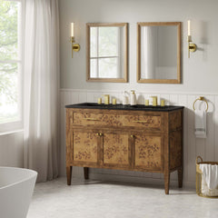 Elysian Black/Brown 48" Wood Double Sink Bathroom Vanity - Ornate Home