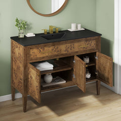Elysian Black/Brown 48" Wood Single Sink Bathroom Vanity - Ornate Home