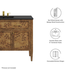 Elysian Black/Brown 48" Wood Single Sink Bathroom Vanity - Ornate Home