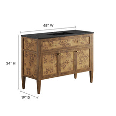 Elysian Black/Brown 48" Wood Single Sink Bathroom Vanity - Ornate Home