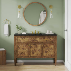 Elysian Black/Brown 48" Wood Single Sink Bathroom Vanity - Ornate Home