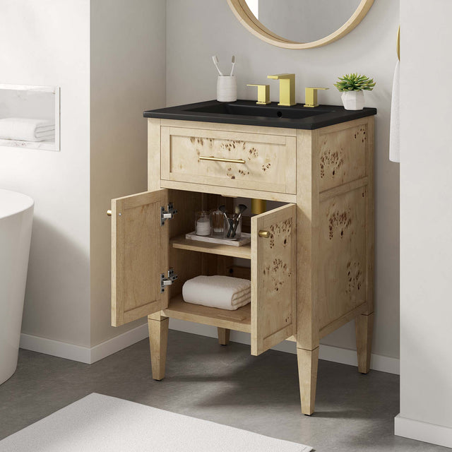 Elysian Black/Burl 24" Wood Bathroom Vanity - Ornate Home