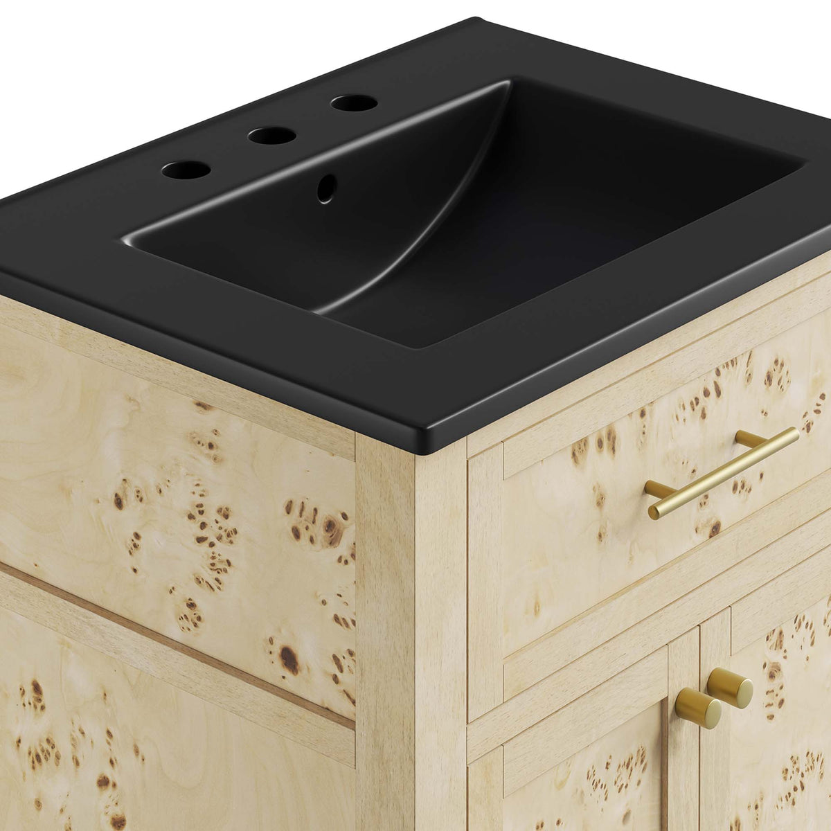Elysian Black/Burl 24" Wood Bathroom Vanity - Ornate Home