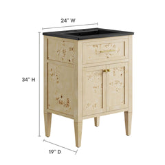 Elysian Black/Burl 24" Wood Bathroom Vanity - Ornate Home