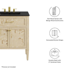 Elysian Black/Burl 30" Wood Bathroom Vanity - Ornate Home