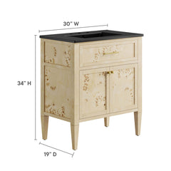Elysian Black/Burl 30" Wood Bathroom Vanity - Ornate Home