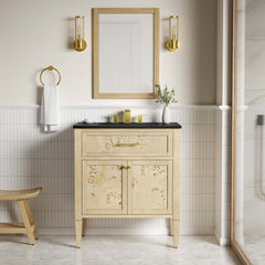 Elysian Black/Burl 30" Wood Bathroom Vanity - Ornate Home