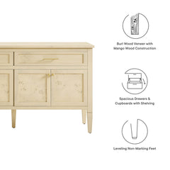 Elysian Bleached Burl 62" Wood Sideboard - Ornate Home