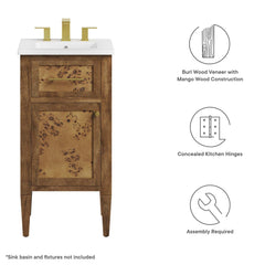 Elysian Brown 18" Wood Bathroom Vanity Cabinet (Sink Basin Not Included) - Ornate Home