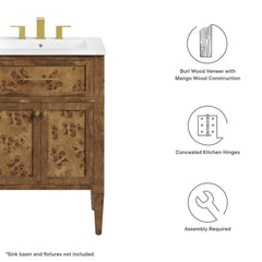 Elysian Brown 24" Wood Bathroom Vanity Cabinet (Sink Basin Not Included) - Ornate Home