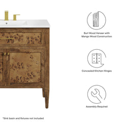 Elysian Brown 36" Wood Bathroom Vanity Cabinet (Sink Basin Not Included) - Ornate Home