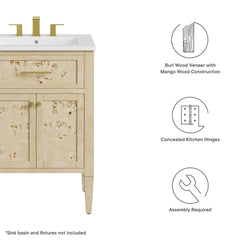Elysian Burgundy 24" Wood Bathroom Vanity Cabinet (Sink Basin Not Included) - Ornate Home