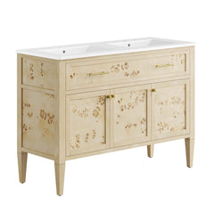 Elysian Burl 48" Double Sink Bathroom Vanity - Ornate Home