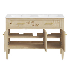 Elysian Burl 48" Double Sink Bathroom Vanity - Ornate Home