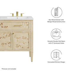 Elysian Burl 48" Double Sink Bathroom Vanity - Ornate Home