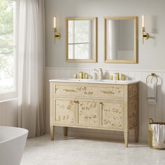 Elysian Burl 48" Double Sink Bathroom Vanity - Ornate Home