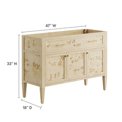 Elysian Burl 48" Wood Bathroom Vanity Cabinet (Sink Basin Not Included) - Ornate Home