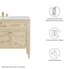Elysian Burl 48" Wood Bathroom Vanity Cabinet (Sink Basin Not Included) - Ornate Home