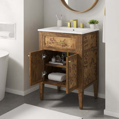 Elysian White/Brown 24" Wood Bathroom Vanity - Ornate Home