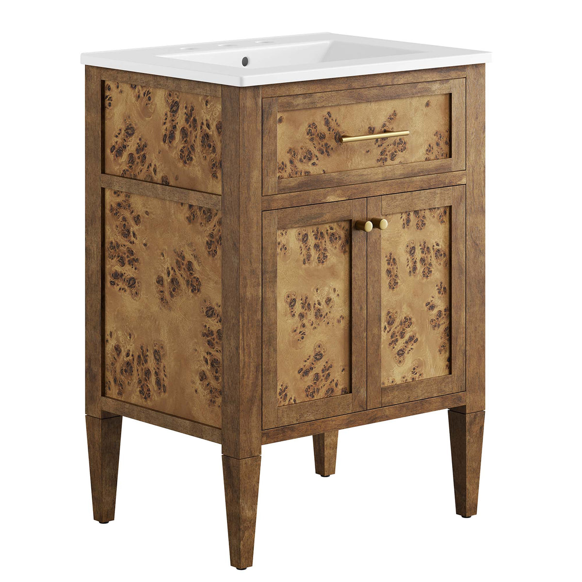 Elysian White/Brown 24" Wood Bathroom Vanity - Ornate Home