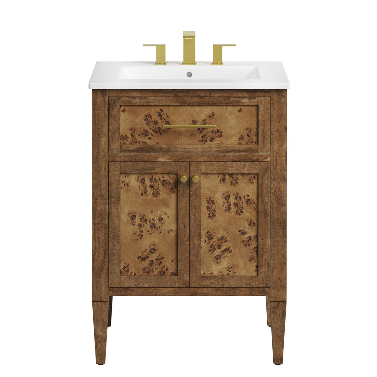 Elysian White/Brown 24" Wood Bathroom Vanity - Ornate Home