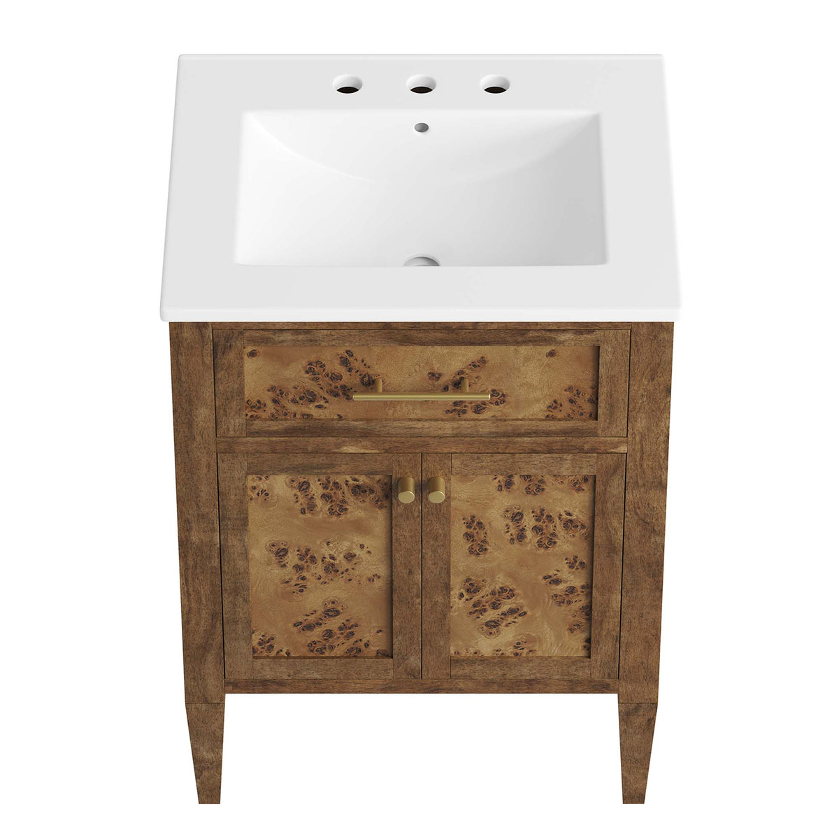 Elysian White/Brown 24" Wood Bathroom Vanity - Ornate Home