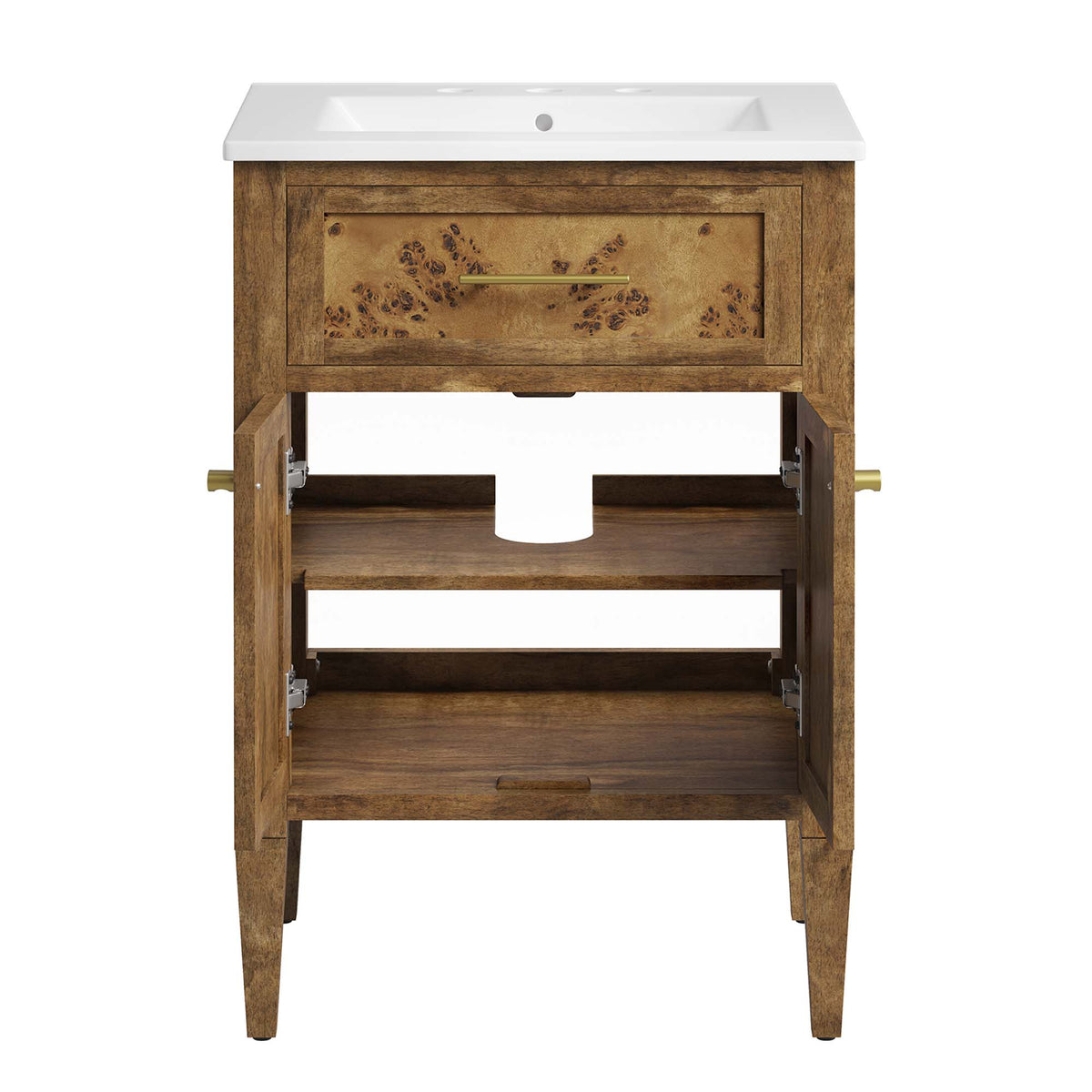Elysian White/Brown 24" Wood Bathroom Vanity - Ornate Home