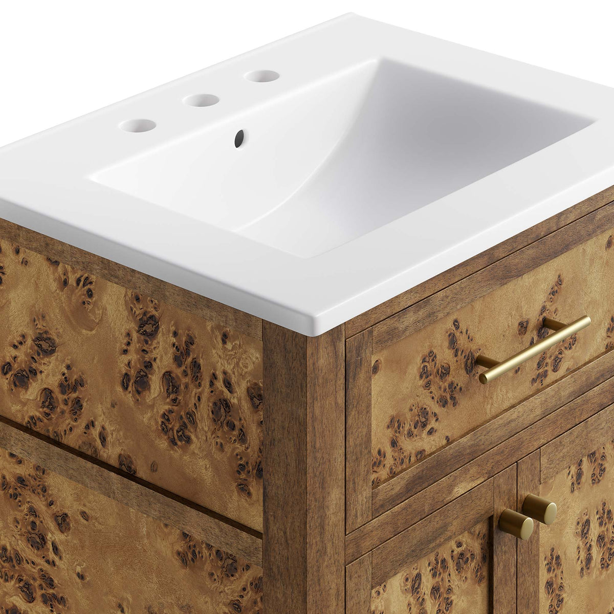 Elysian White/Brown 24" Wood Bathroom Vanity - Ornate Home