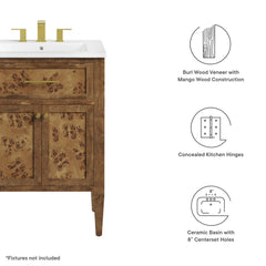Elysian White/Brown 24" Wood Bathroom Vanity - Ornate Home