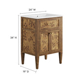 Elysian White/Brown 24" Wood Bathroom Vanity - Ornate Home