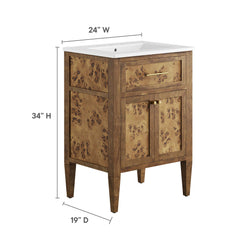 Elysian White/Brown 24" Wood Bathroom Vanity - Ornate Home