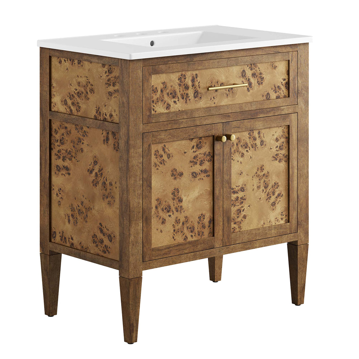 Elysian White/Brown 30" Wood Bathroom Vanity - Ornate Home