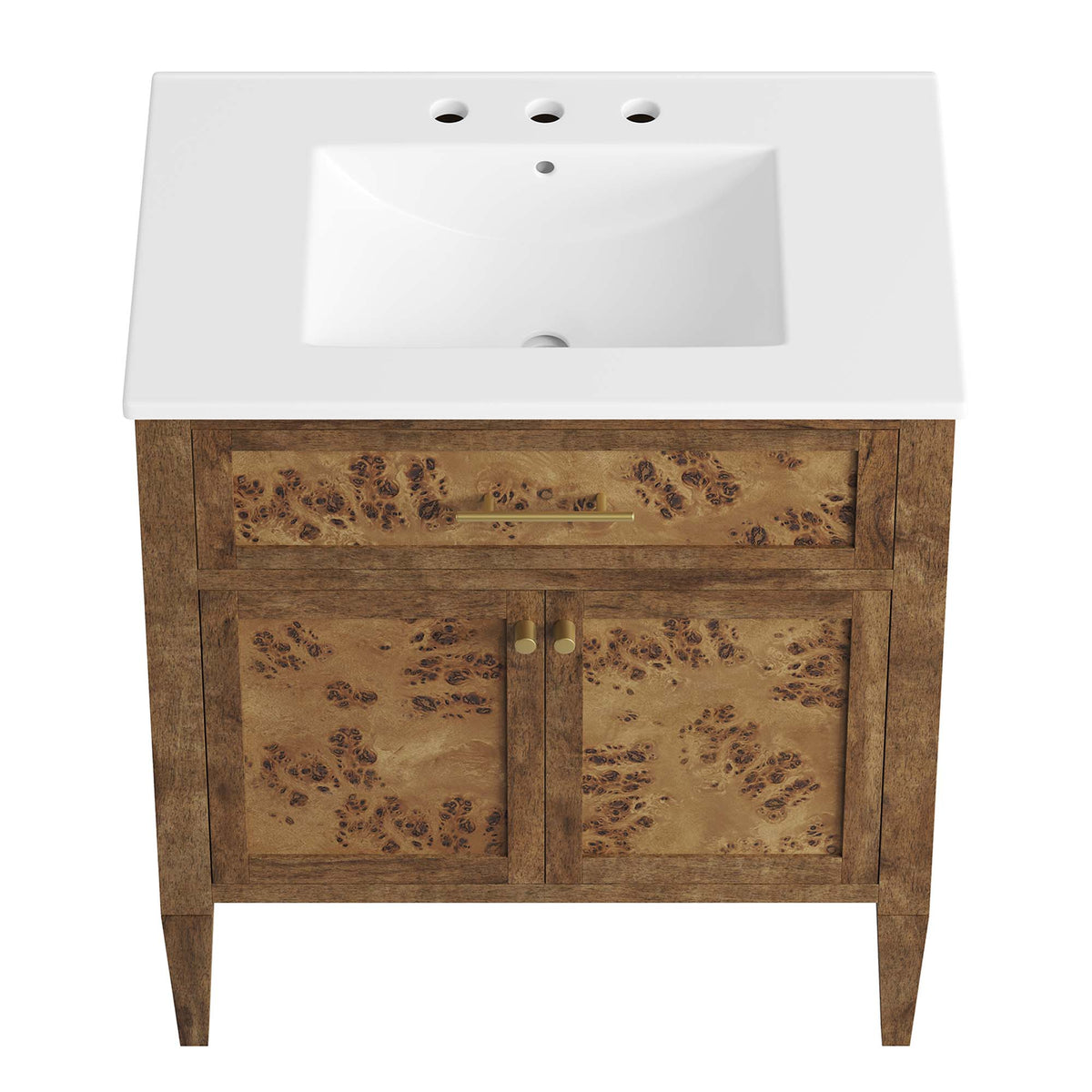 Elysian White/Brown 30" Wood Bathroom Vanity - Ornate Home